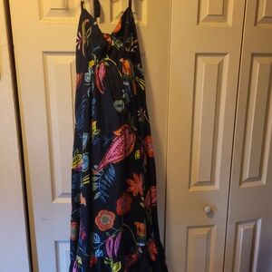 Nomads Maxi Halter Black Floral Dress Size M